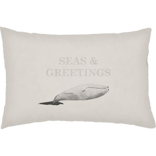 Seas & Greetings Pillow - 30328 by Livabliss. Made from front: 100% polyester, back: 100% polyester, fill: 100% polyester, polyfill in a coastal style.