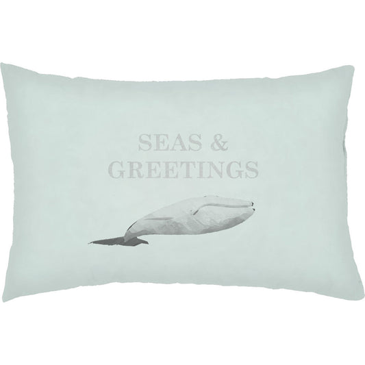 Seas & Greetings Pillow - 30328 by Livabliss. Made from front: 100% polyester, back: 100% polyester, fill: 100% polyester, polyfill in a coastal style.
