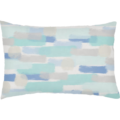 Seaside Splendor Indoor/Outdoor Pillow by Livabliss in seafoam. Made from front: 100% polyester, back: 100% polyester, fill: 100% polyester, polyfill in a coastal style.