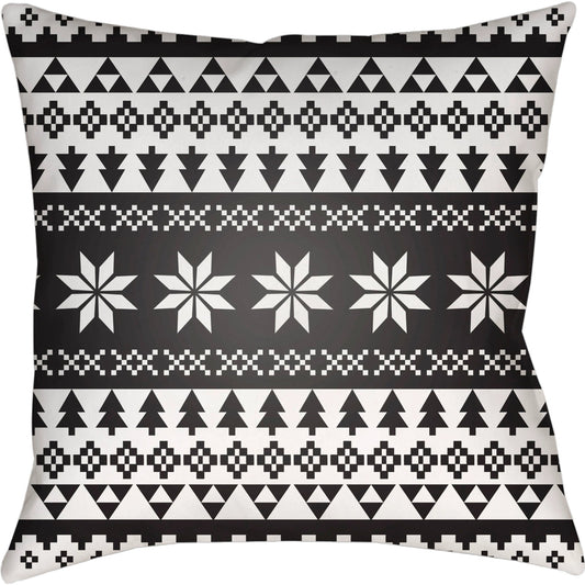 Snowflake Sweater Pillow - 19536 by Livabliss in black, white. Made from front: 100% polyester, back: 100% polyester, fill: 100% polyester, polyfill in a traditional style.