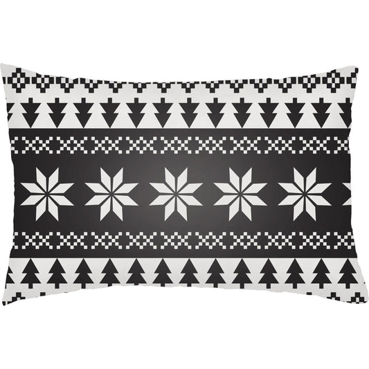 Snowflake Sweater Pillow - 19536 by Livabliss in black, white. Made from front: 100% polyester, back: 100% polyester, fill: 100% polyester, polyfill in a traditional style.