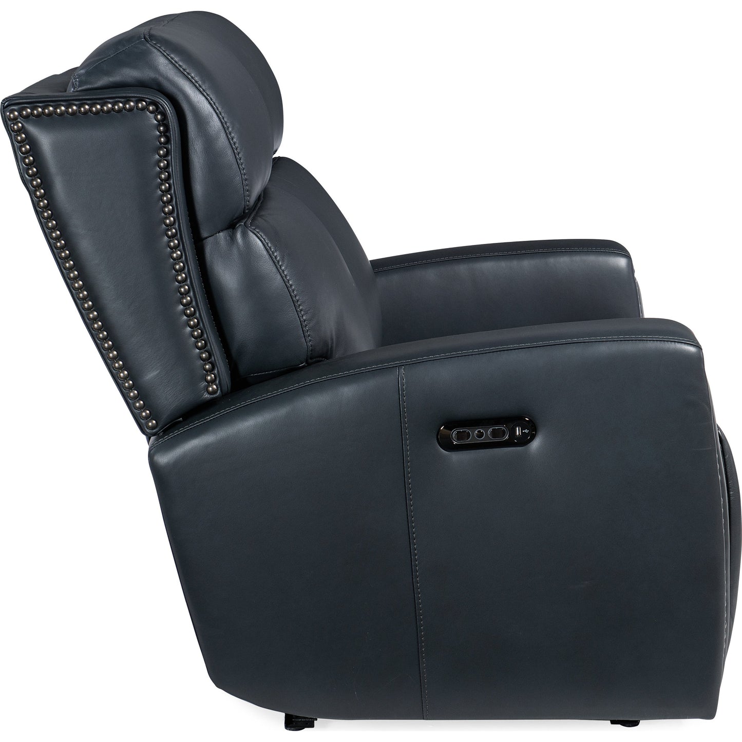 009 SI-1873197 | Additional Silo | Ruthe Zero Gravity Power Recline Loveseat by Hooker Furniture in salvo denim. Made from leather in a traditional style.