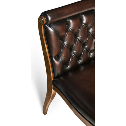 Viceroy Side Chair by Jonathan Charles in viceroy brown santos. Made from local mahogany, leather, brass in a traditional style.