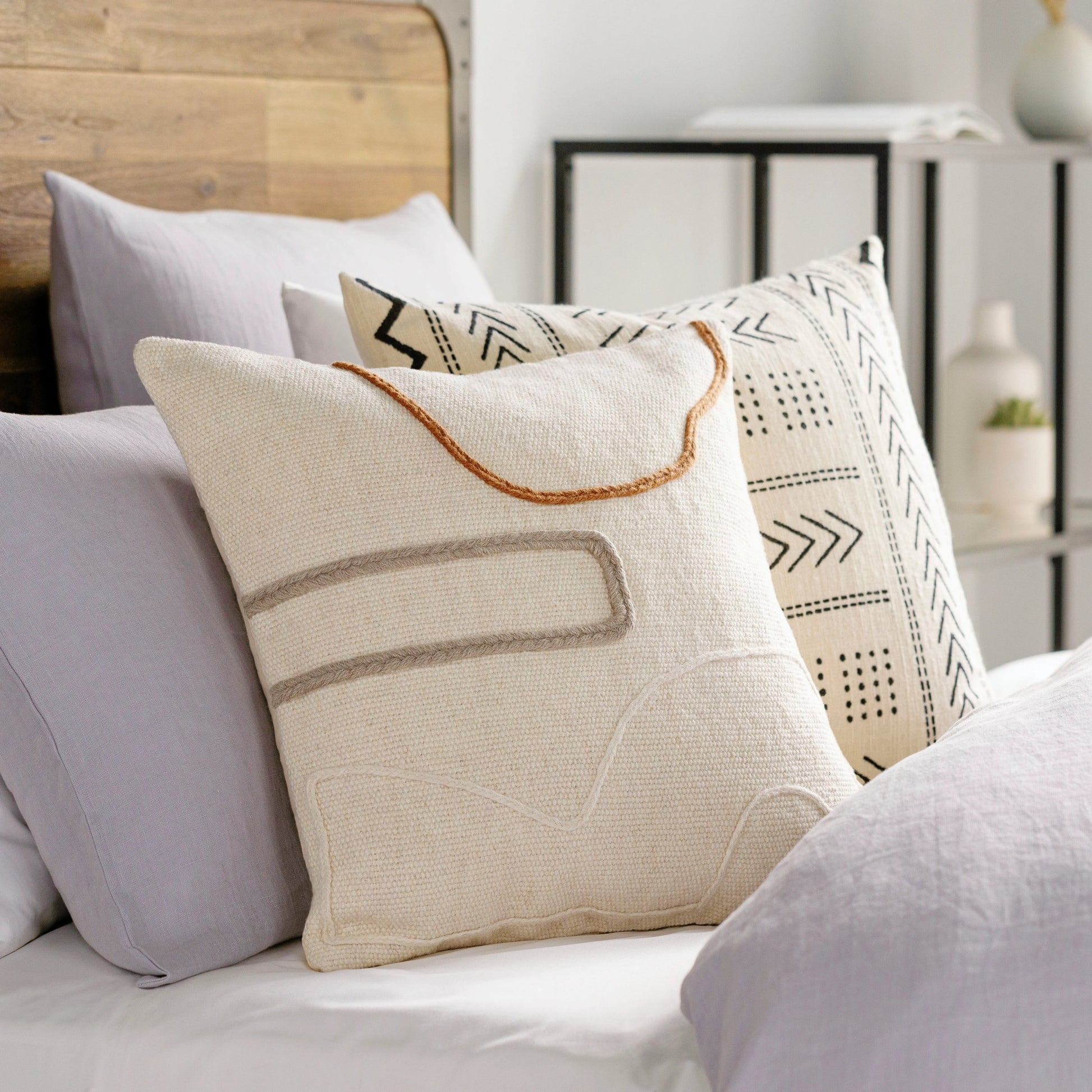 Philip Pillow - 11146 by Surya in cream, gray, burnt orange. Made from 100% wool, 100% cotton in a eclectic & global style.