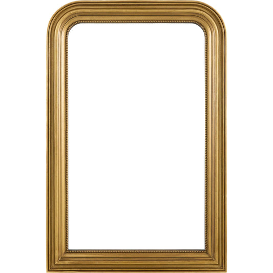 Phillipe Mantel Mirror by Livabliss in gold and antiqued. Made from manufactured wood in a unique style.