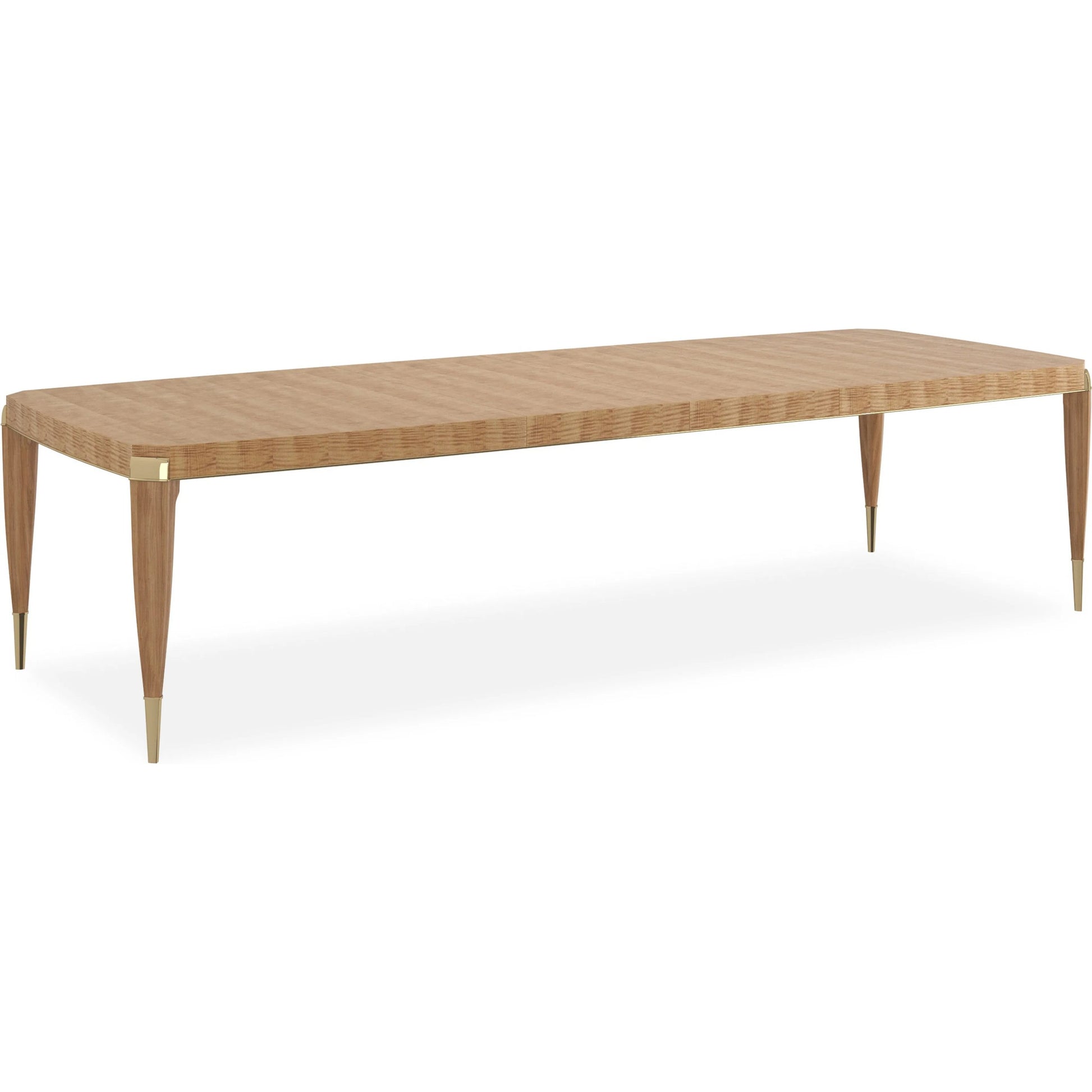 All Trimmed Out Dining Table by Caracole in toasted sycamore, whisper of gold. Made from birch, figured sycamore in a transitional style.