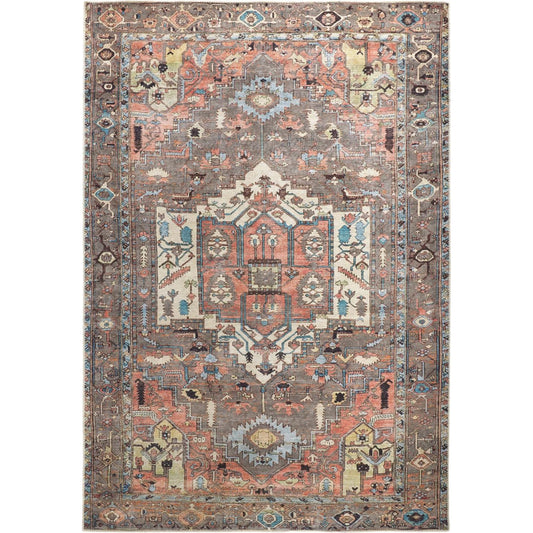Percy Transitional Rug - 39AJF by Feizy in taupe, red, brown. Made from polyester in a unique style.