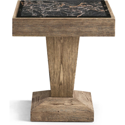 Echo Canyon Square Marble Side Table by Jonathan Charles in faded oak. Made from oak veneer in a cottage & farmhouse style.