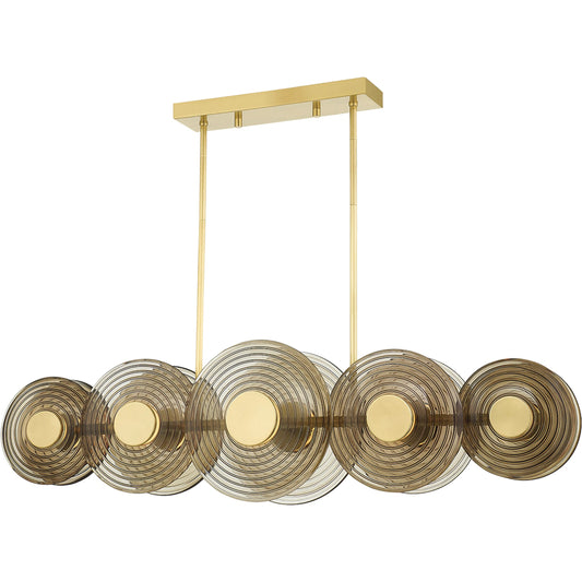 Griston 10 Light Island Light by Hudson Valley in aged brass. Made from steel in a modern style.