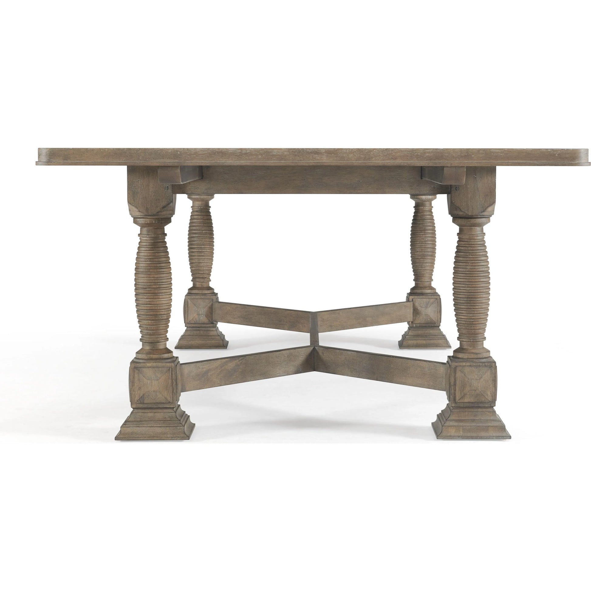 Reforma Trestle Dining Table by A.R.T. Furniture in tapenade. Made from parawood solids, random match flaky oak veneers in a traditional style.