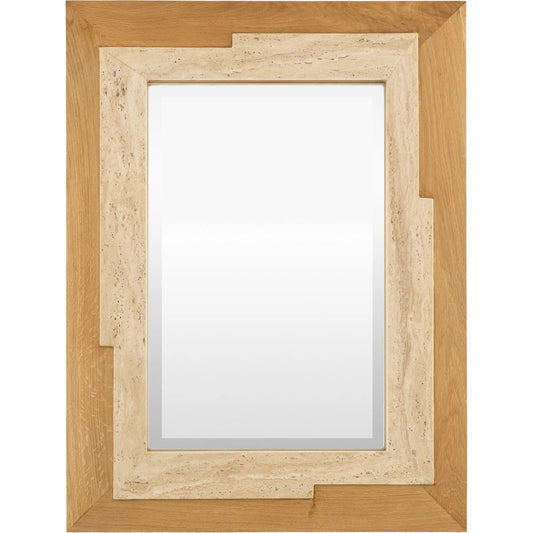 Piceno Accent Mirror by Surya in beige and natural. Made from oak in a unique style.