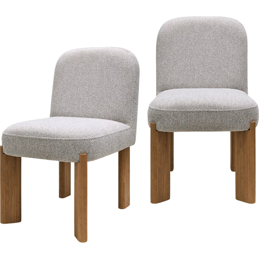 Pico Dining Chair (Set of 2) by Surya in brown, taupe. Made from polyester, linen, rubber wood, foam in a transitional style.