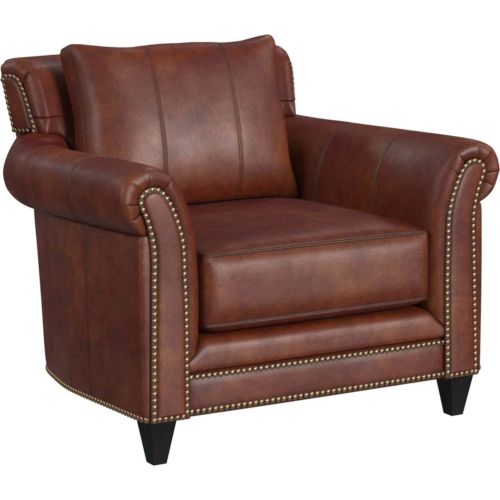 Richardson Stationary Chair by Bradington-Young by Hooker Furniture in brown. Made from leather in a unique style.