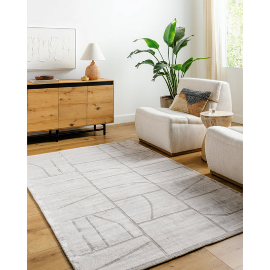 Pier Rug - 484735 by Surya in light silver, slate, silver. Made from viscose in a unique style.