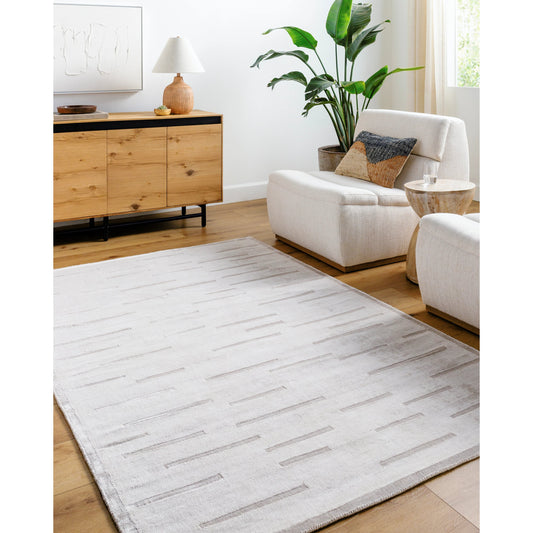 Pier Rug - 484746 by Surya in light silver, slate, silver. Made from viscose in a unique style.