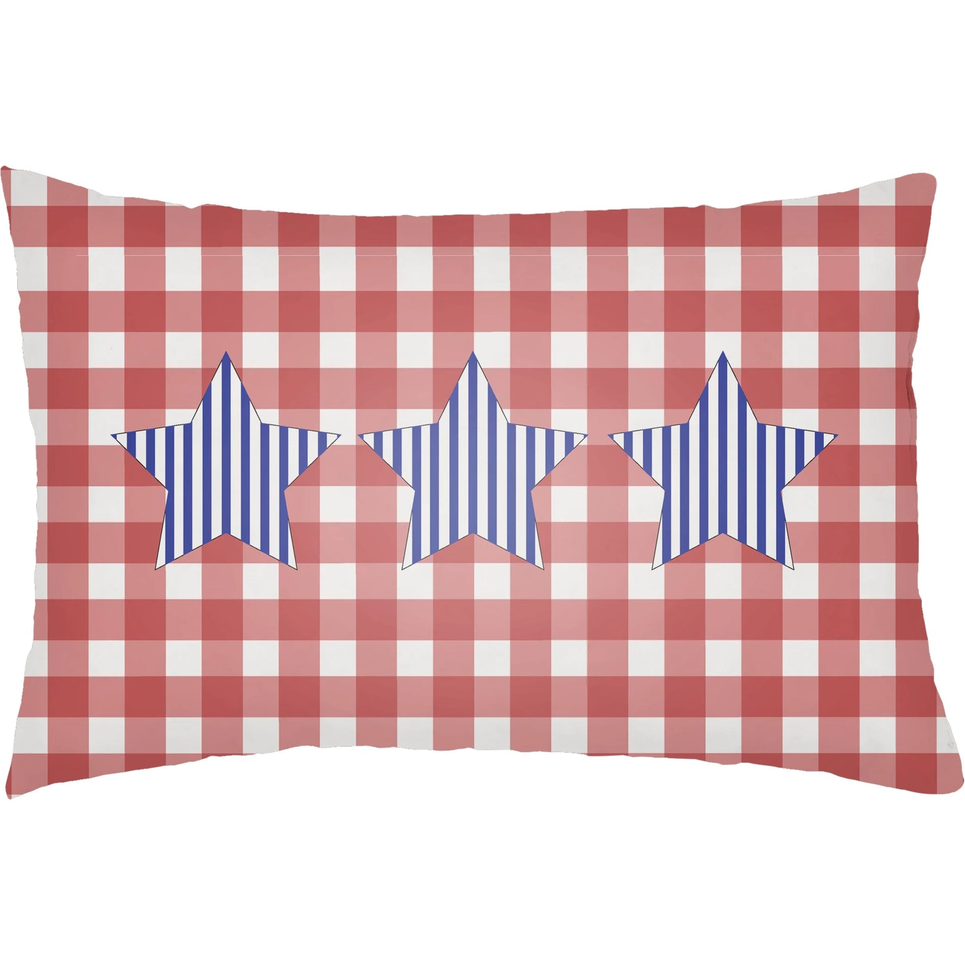 Patriotic Pillow by Livabliss in off-white, rose gold, brick, tan, clay. Made from front: 100% polyester, back: 100% polyester, fill: polyester, polyfill in a cottage & farmhouse style.