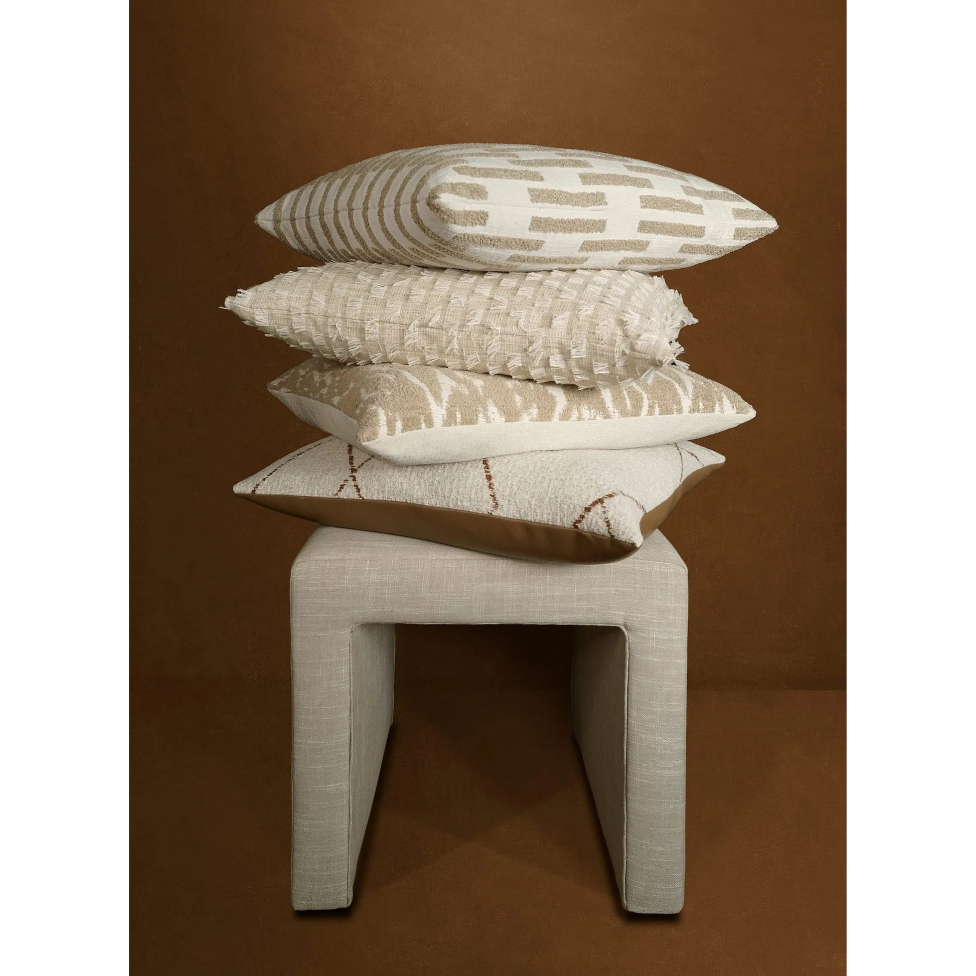 Robie Pillow by DV Kap Home in ivory, taupe. Made from 63.92% polyester, 27.85 rayon, 8.23% polyester in a unique style.