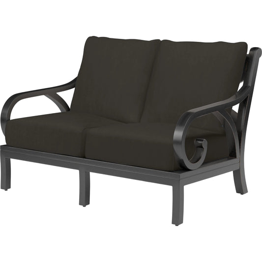 Monterey Outdoor Loveseat by Sunset West in browns. Made from aluminum in a cottage & farmhouse style.