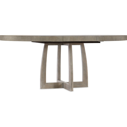 Affinity Round Pedestal Dining Table by Hooker Furniture in grays. Made from oak veneers in a eclectic & global style.