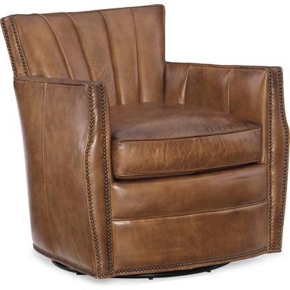 Carson Swivel Chair by Hooker Furniture. Made from leather in a traditional style.