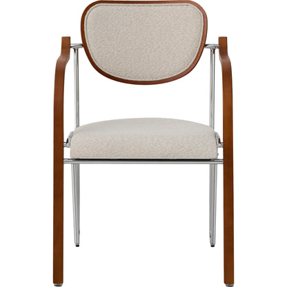 Gifu Armchair by Pasargad Home in beige, brown. Made from metal, wood in a traditional style.