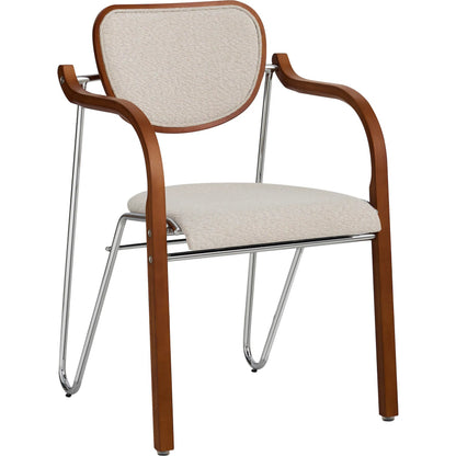 Gifu Armchair by Pasargad Home in beige, brown. Made from metal, wood in a traditional style.