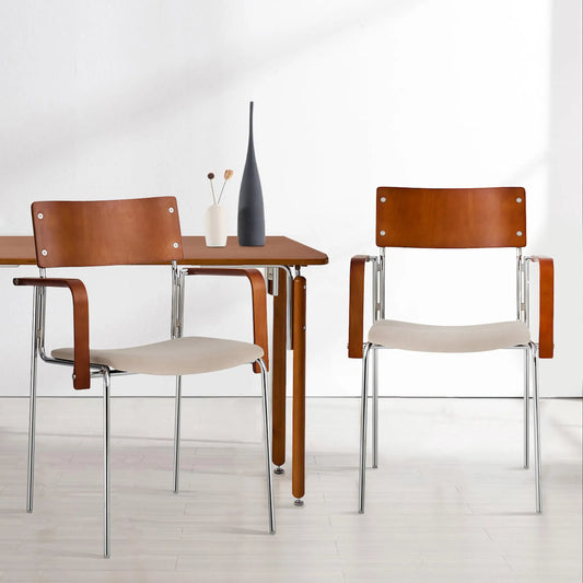 Kyoto Armchair (Set of 2) by Pasargad Home in beige, brown. Made from metal, wood in a unique style.