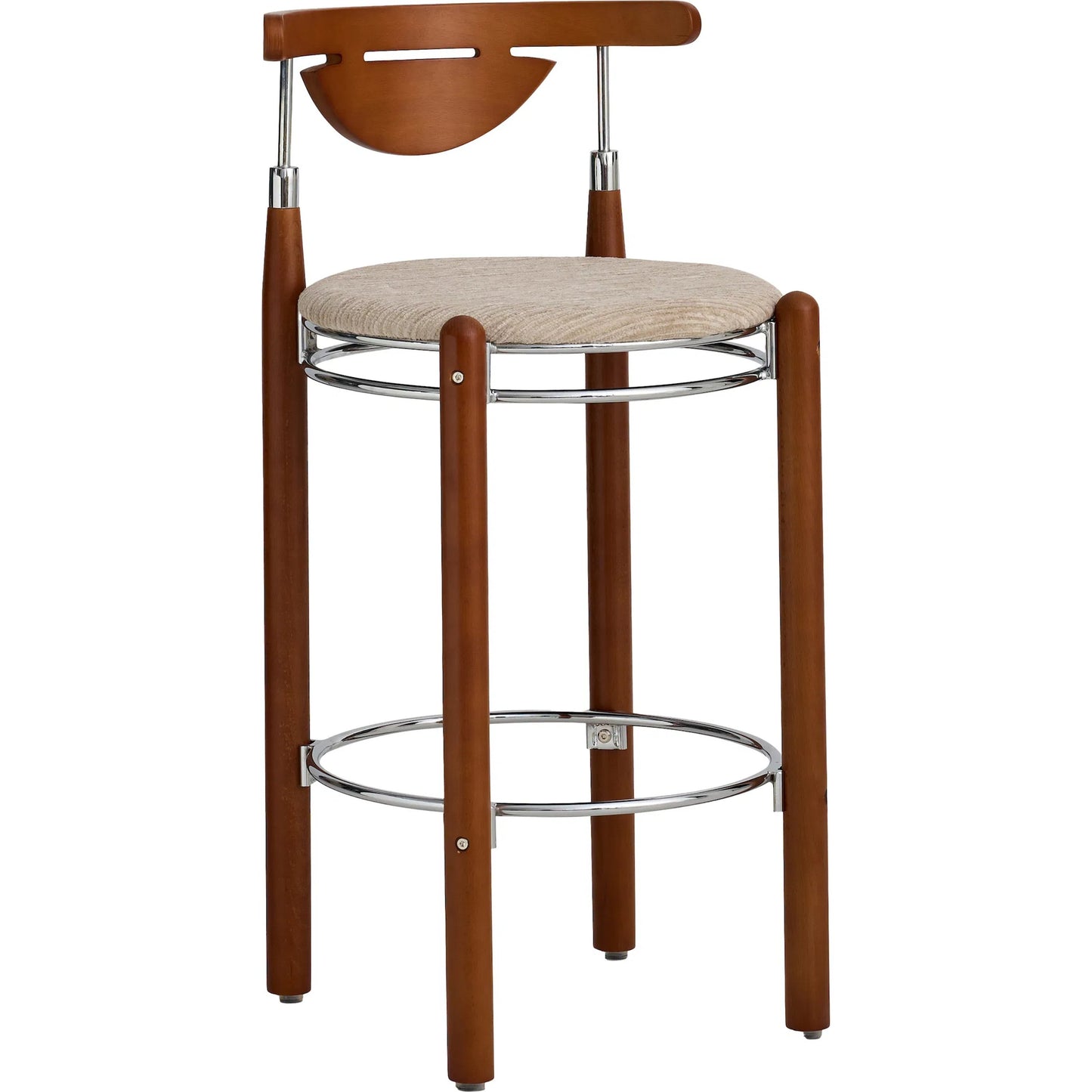 001 SI-2448083 | Primary Silo | Nikko Bar Stool (Set of 2) by Pasargad Home in beige, brown. Made from metal, wood in a traditional style.
