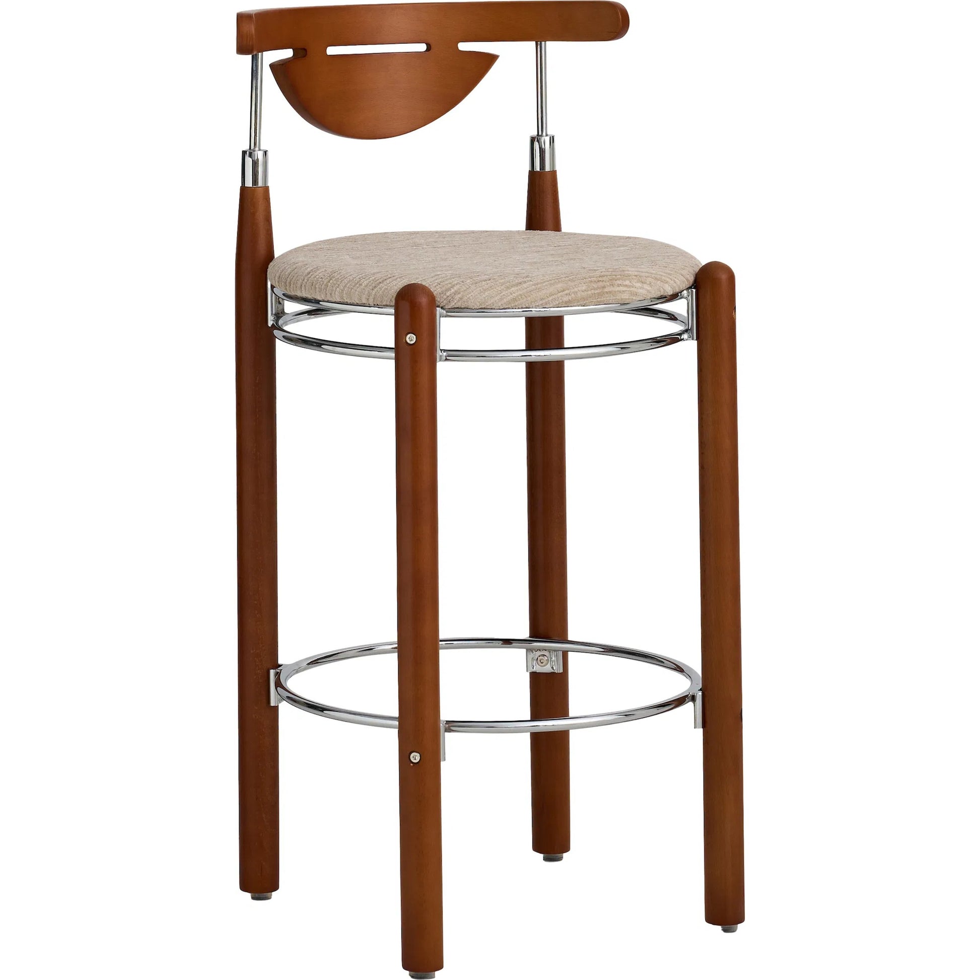 Nikko Bar Stool (Set of 2) by Pasargad Home in beige, brown. Made from metal, wood in a traditional style.