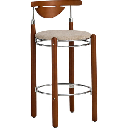 Nikko Bar Stool (Set of 2) by Pasargad Home in beige, brown. Made from metal, wood in a traditional style.