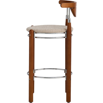 Nikko Bar Stool (Set of 2) by Pasargad Home in beige, brown. Made from metal, wood in a traditional style.