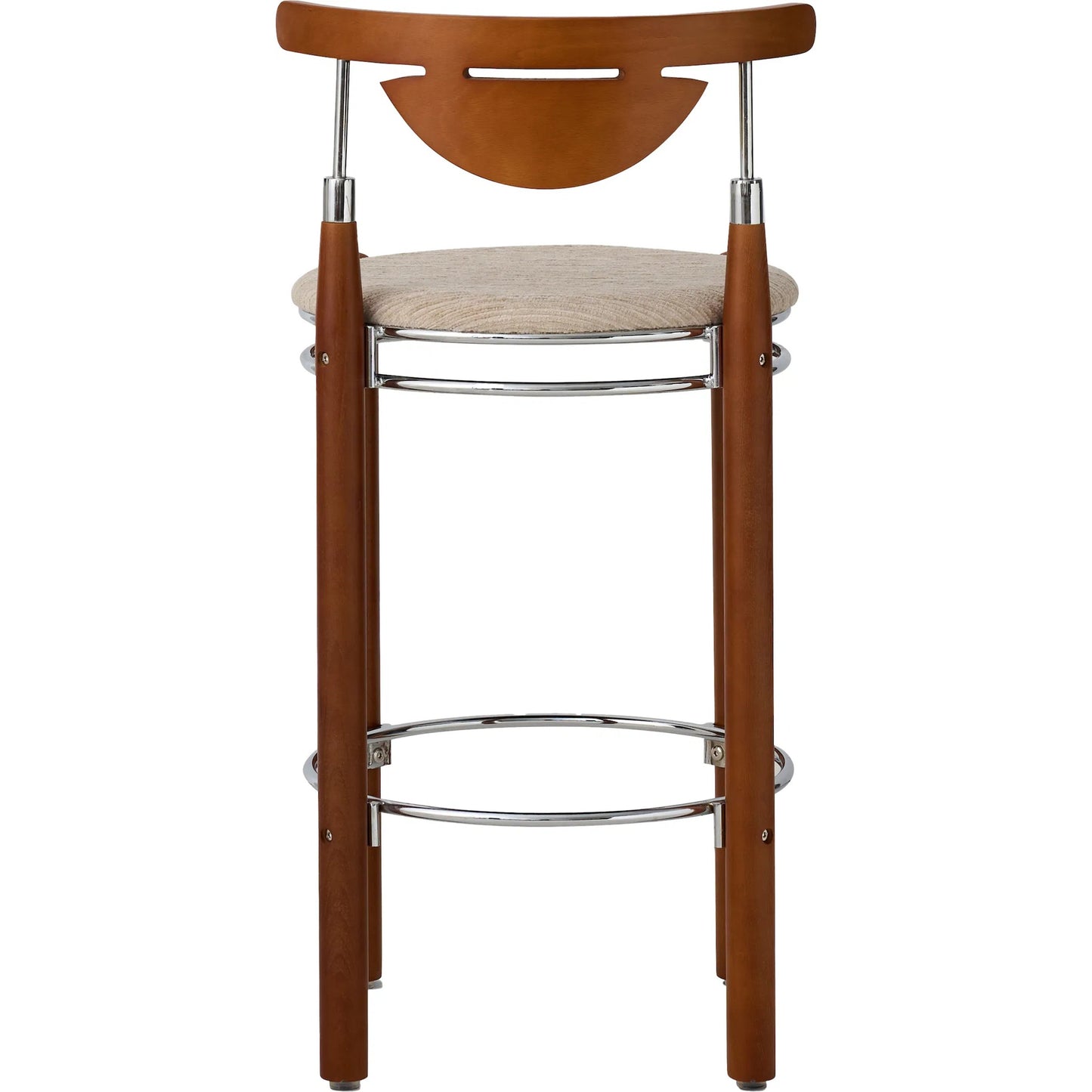 004 SI-2448083 | Primary Silo | Nikko Bar Stool (Set of 2) by Pasargad Home in beige, brown. Made from metal, wood in a traditional style.