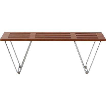 Fuji Bench by Pasargad Home in walnut. Made from metal, wood in a transitional style.