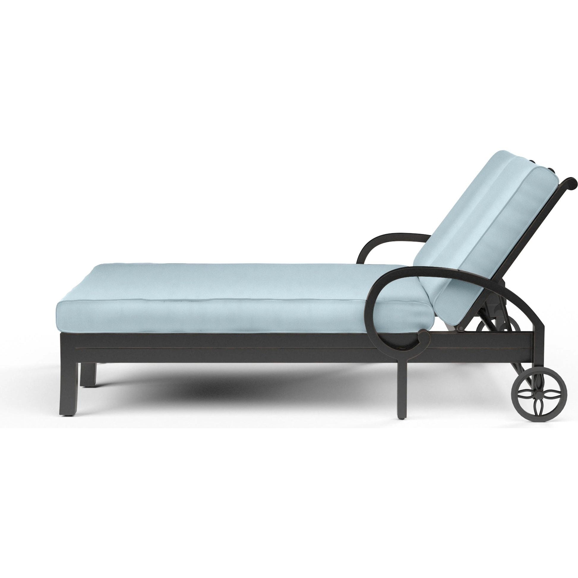Monterey Outdoor Double Chaise by Sunset West in browns. Made from aluminum in a cottage & farmhouse style.