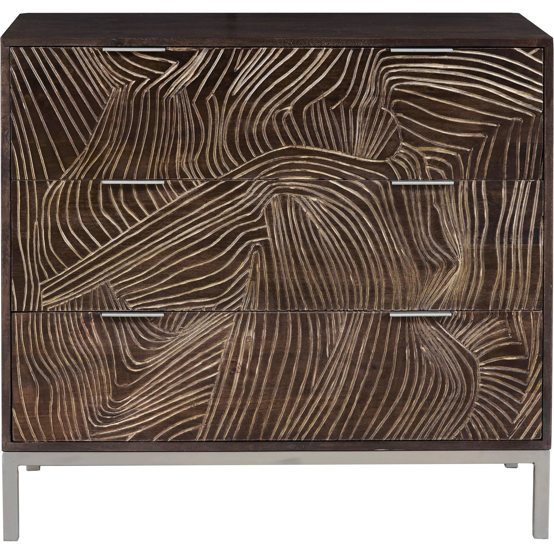 Rustic 3-Drawer Accent Chest by Pulaski Furniture in earthy brown. Made from mango wood in a unique style.