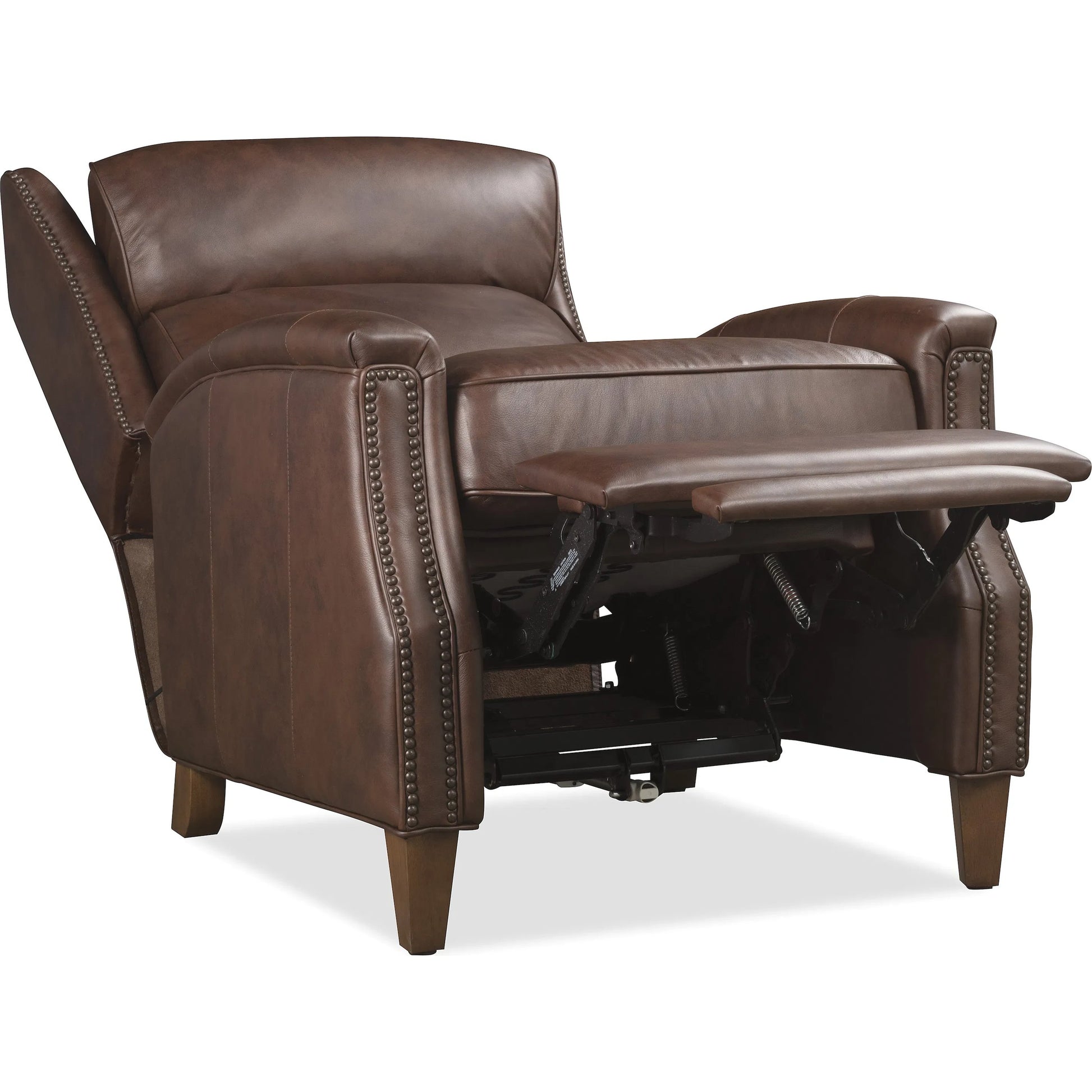Lansing Power Recliner with Power Headrest by Hooker Furniture in dark wood. Made from leather in a traditional style.