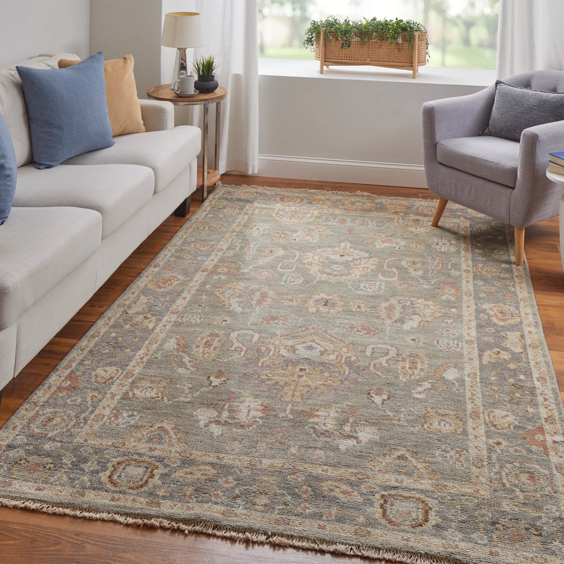 Carrington Traditional Oriental Rug - 6504F by Feizy in gray, gold, pink. Made from wool in a unique style.