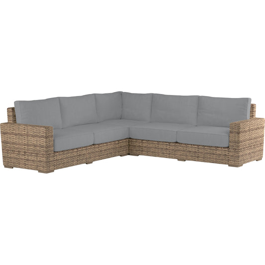 Havana Outdoor Sectional by Sunset West in tobacco. Made from resin wicker in a modern style.