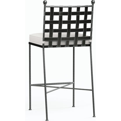 Provence Outdoor Barstool by Sunset West. Made from wrought iron in a modern style.