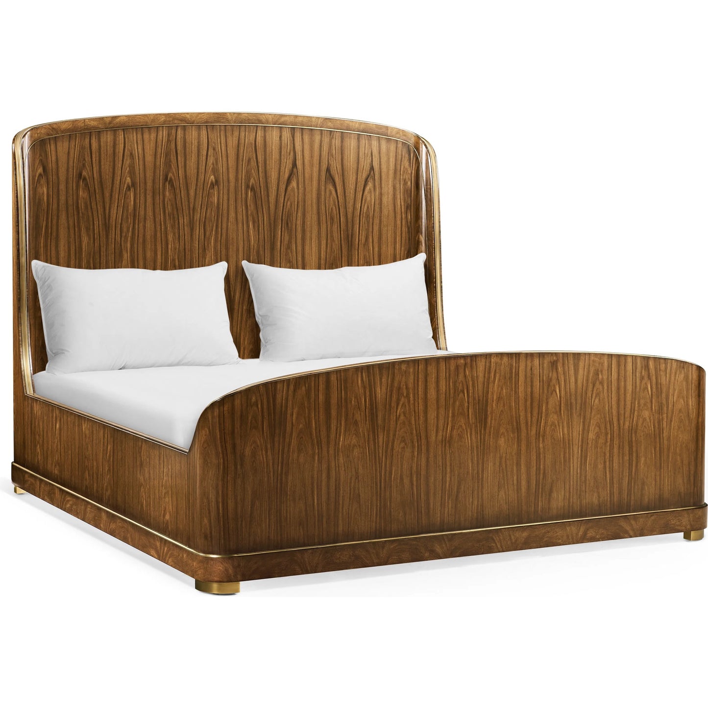 001 SI-2334509 | Primary Silo | Viceroy Panel Bed by Jonathan Charles in brown and santos brown, antique brass. Made from mahogany, cerejeira veneers, santos rosewood crown veneers, brass in a traditional style.