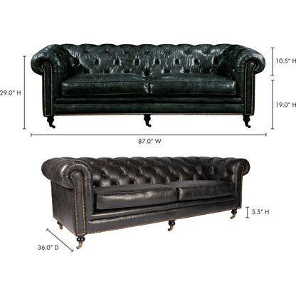 Birmingham Sofa by Moe's Home Collection. Made from top grain leather, hardwood, plywood frame in a traditional style.