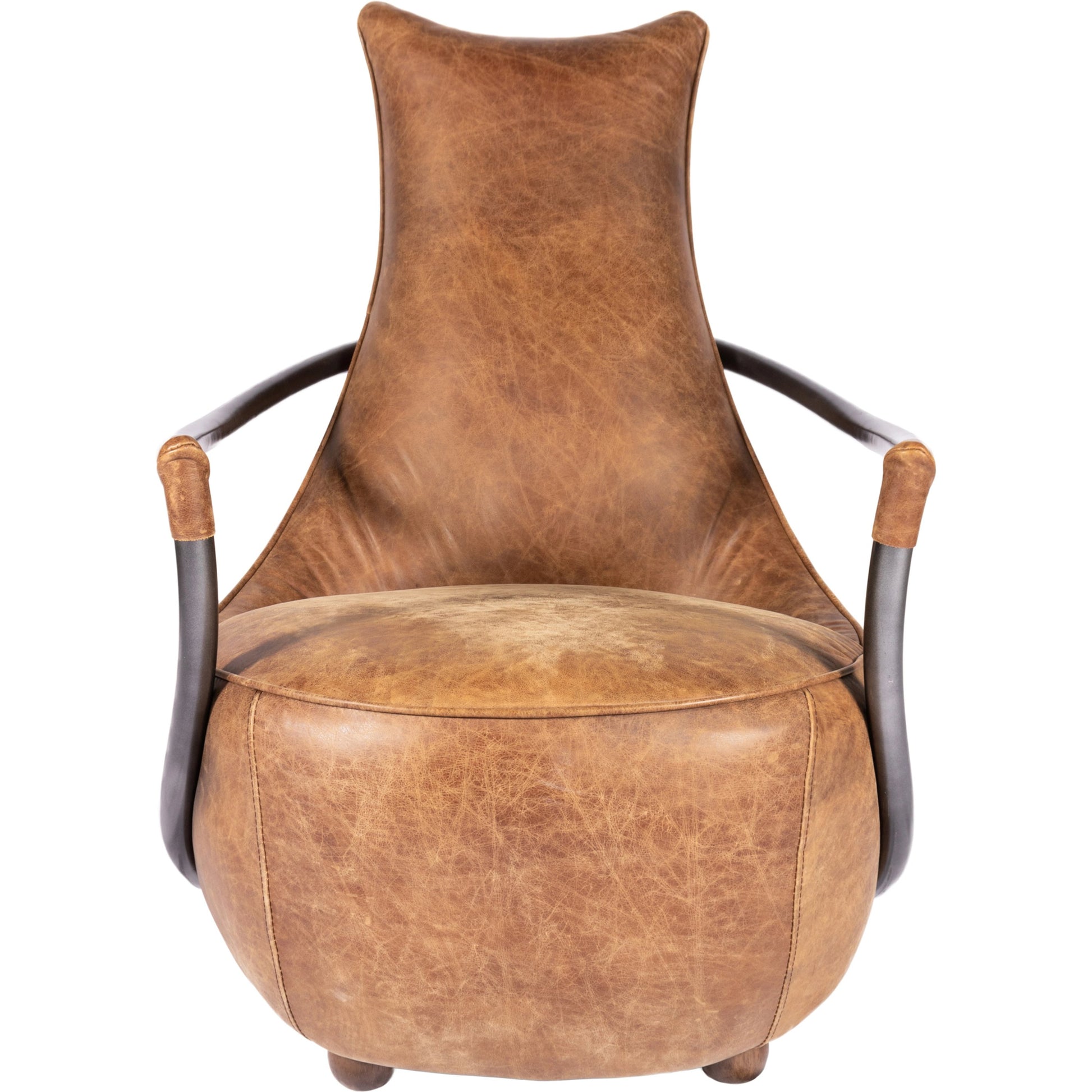 Carlisle Club Chair by Moe's Home Collection in brown. Made from top grain leather, iron frame in a modern style.