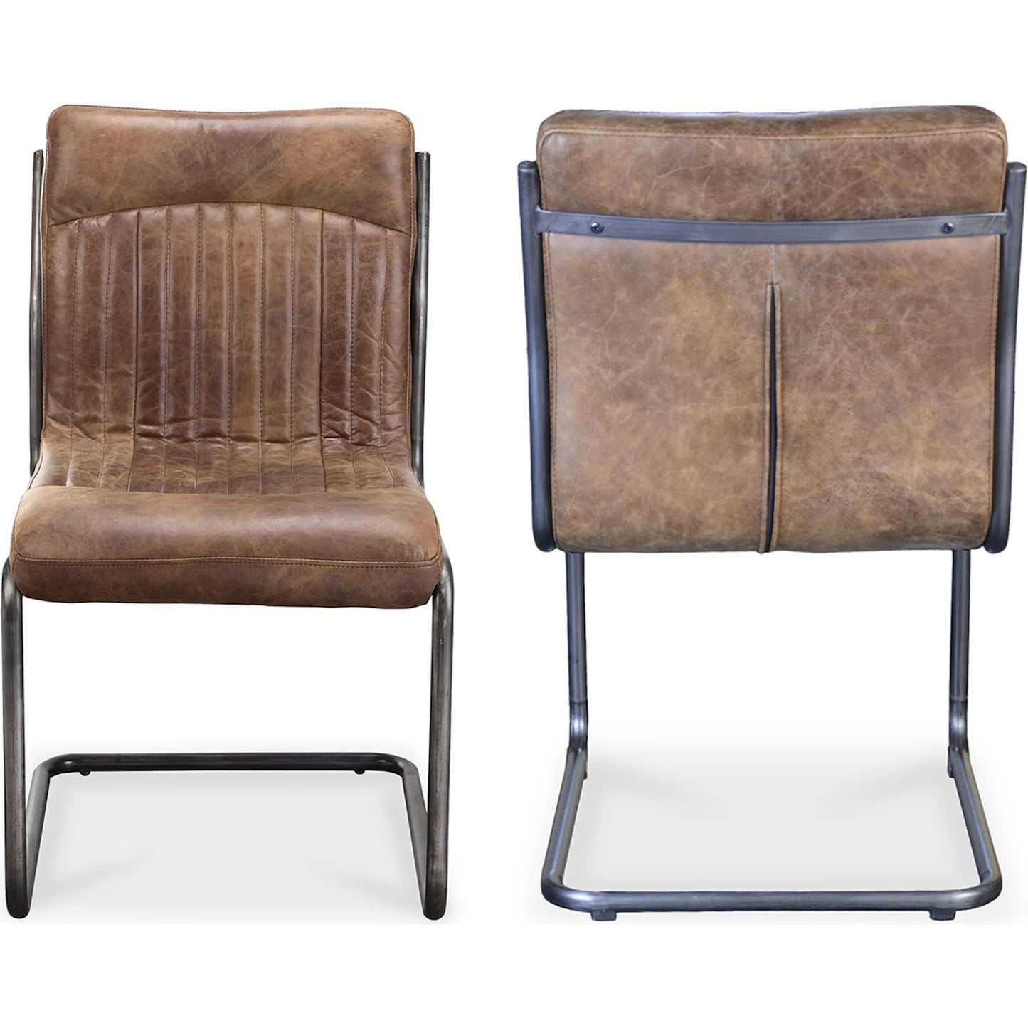 016 S-699879 | Additional Silo | Ansel Dining Chair (Set of 2) by Moe's Home Collection in brown. Made from top grain leather, hardwood, plywood frame, fireproof foam in a modern style.
