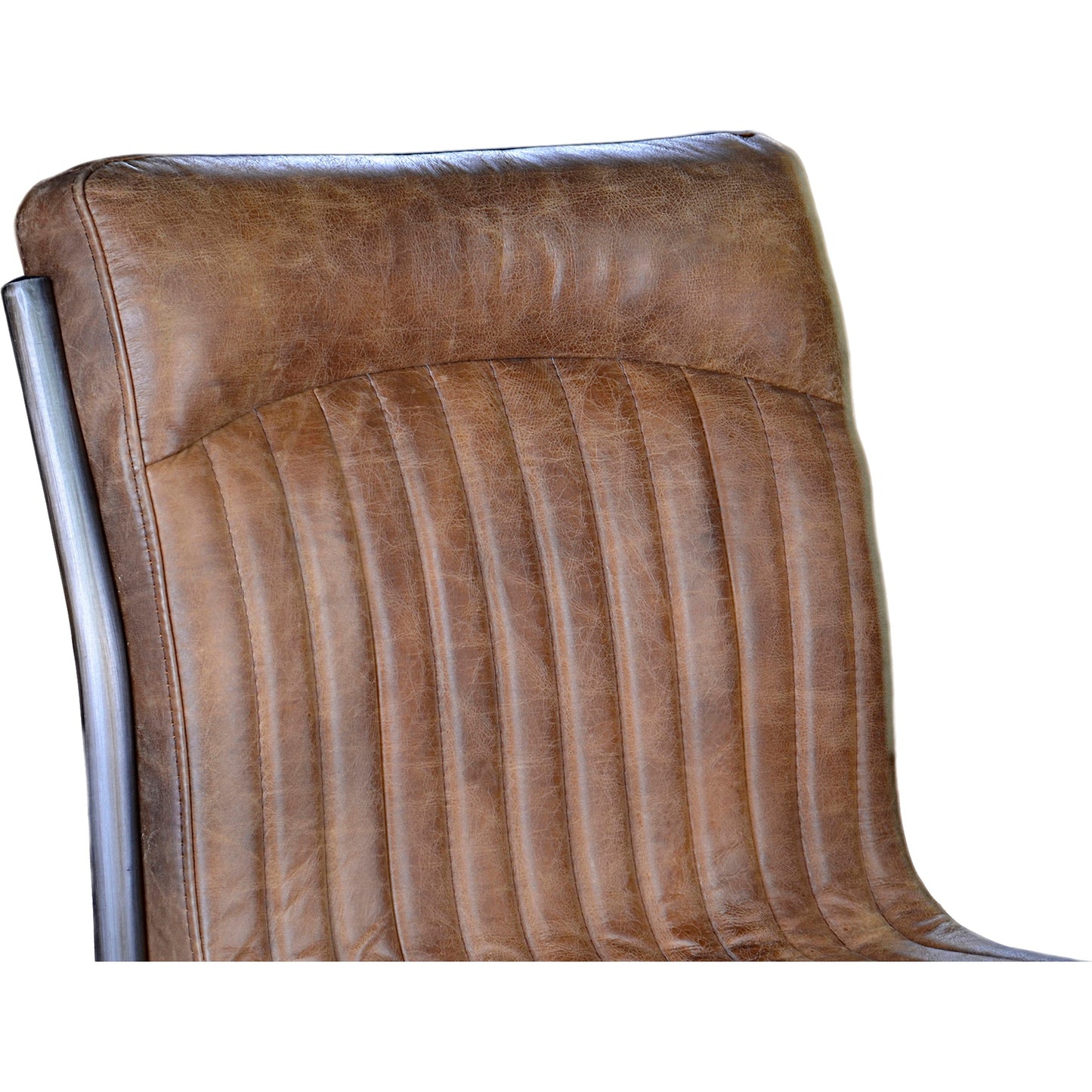 015 S-699879 | Closeup | Ansel Dining Chair (Set of 2) by Moe's Home Collection in brown. Made from top grain leather, hardwood, plywood frame, fireproof foam in a modern style.