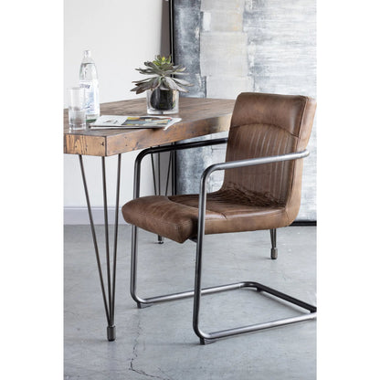 Ansel Arm Chair (Set of 2) by Moe's Home Collection in light brown. Made from full leather, iron frame, fireproof foam in a modern style.
