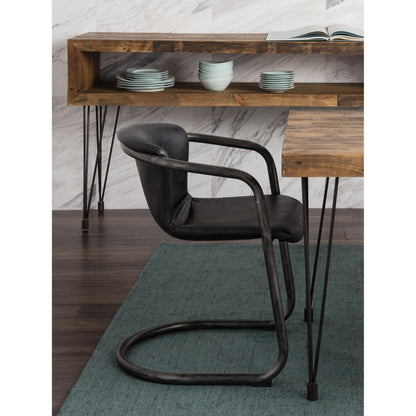 Freeman Dining Chair (Set of 2) by Moe's Home Collection in black. Made from top grain leather, iron frame, plywood in a modern style.
