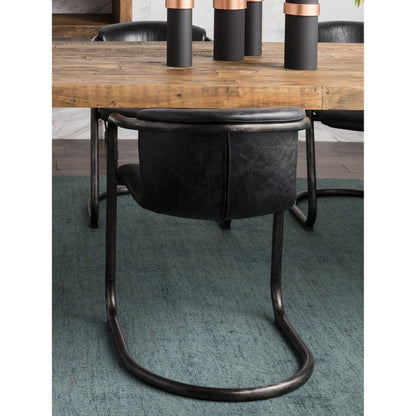 Freeman Dining Chair (Set of 2) by Moe's Home Collection in black. Made from top grain leather, iron frame, plywood in a modern style.