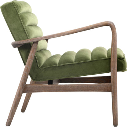 Anderson Armchair by Moe's Home Collection in dark ivy velvet. Made from upholstery: 100% polyester fiber, ash wood frame, plywood, foam cushioning in a traditional style.