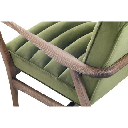 Anderson Armchair by Moe's Home Collection in dark ivy velvet. Made from upholstery: 100% polyester fiber, ash wood frame, plywood, foam cushioning in a traditional style.