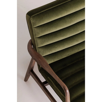 Anderson Armchair by Moe's Home Collection in dark ivy velvet. Made from upholstery: 100% polyester fiber, ash wood frame, plywood, foam cushioning in a traditional style.